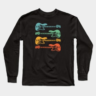 J-Style Bass Guitar Cool Retro Colors Long Sleeve T-Shirt